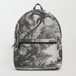 Indian Jungle Backpack | Flower, Exotic, Indian, Wild, Tiger, Tree, Engraving, Forest, Floral, Decor 
