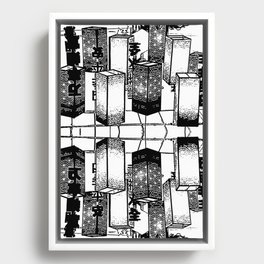 Chinese Square Lanterns Black and White Framed Canvas