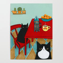 Coffee Time Cats Poster