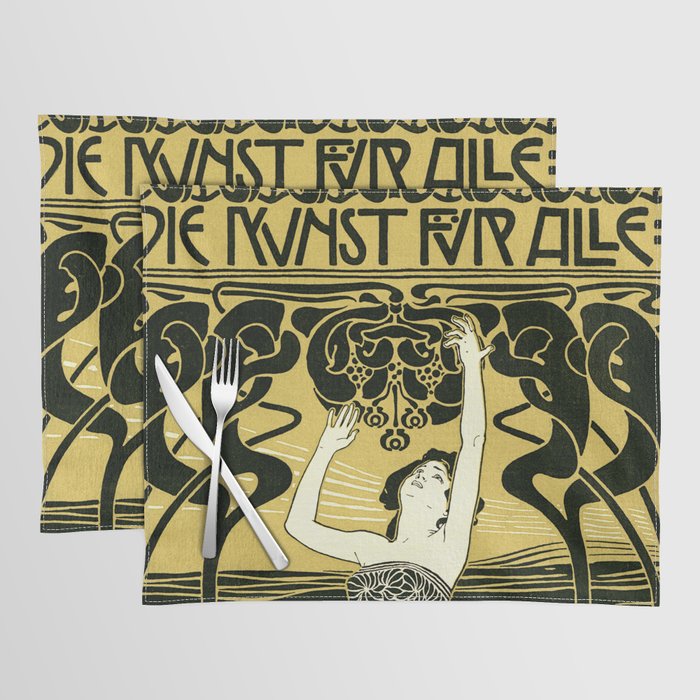 Art Nouveau Vintage Poster by Koloman Moser - Kunst fur Alle - Art for Everyone Placemat
