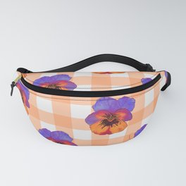 Pansy on Check Apricot Fanny Pack