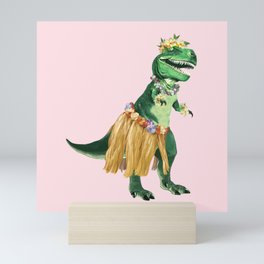 T-Rex The Hawaiian Hula Dancer in Pink Mini Art Print