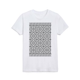 Greek Key (Grey & White Pattern) Kids T Shirt