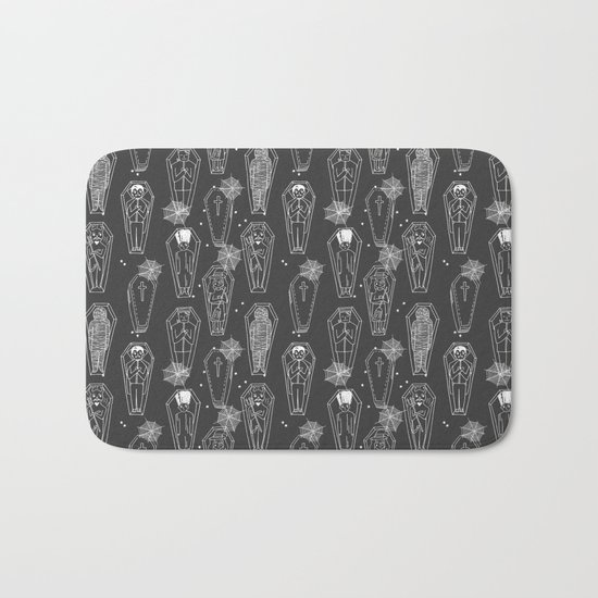 Coffins halloween pattern vampire cute spooky holiday pattern by andrea lauren Bath Mat