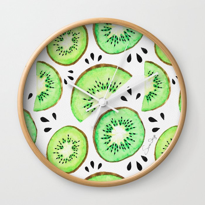 Lime Green Kiwi's Wall Clock