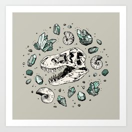 Geo-rex Vortex | Aquamarine | Dinosaur Skull Fossil Art Art Print