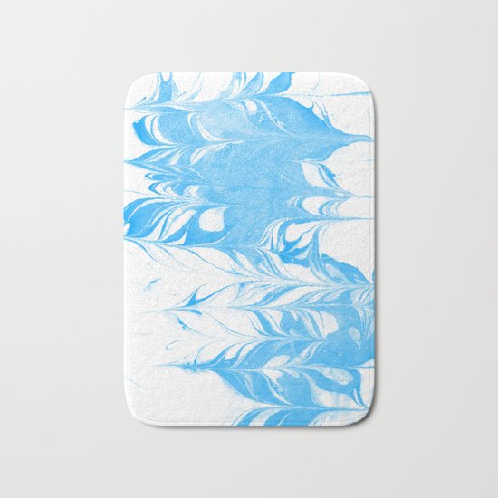 Suminagashi blue and white 1 marble spilled ink ocean swirl watercolor painting Bath Mat