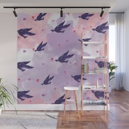 Bird Abstract Animal Lover Purple Print Pattern Wall Mural