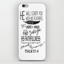 Psalm 91:4 Christian Bible Verse Typography Design iPhone Skin