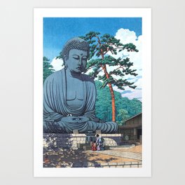 The Great Buddha At Kamakura - Vintage Japanese Woodblock Print Art Art Print