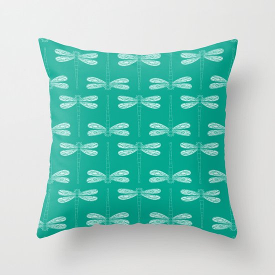 dragonfly in emerald Throw Pillow