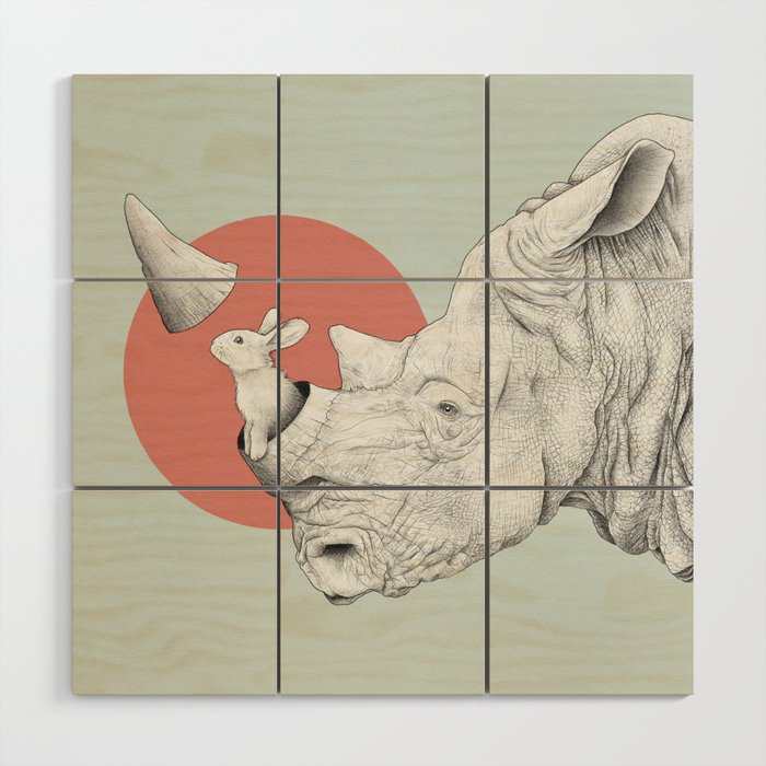 Rhino and Bunny Wood Wall Art