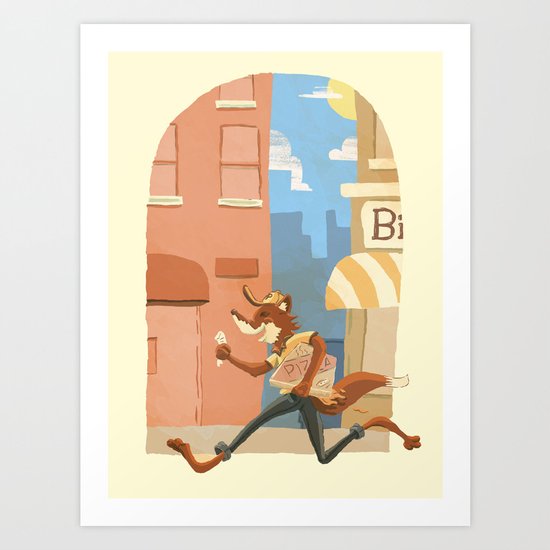 fox on the job Art Print