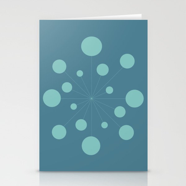 Atomic Starburst Mid-Century Modern in Teal Blue Stationery Cards