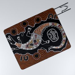 Aboriginal Crocodile Authentic Aboriginal Art Picnic Blanket