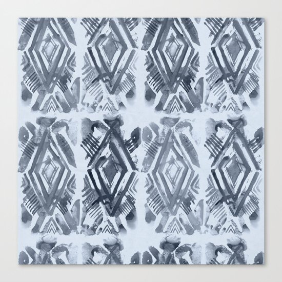Simply Ikat Ink in Indigo Blue on Sky Blue Canvas Print