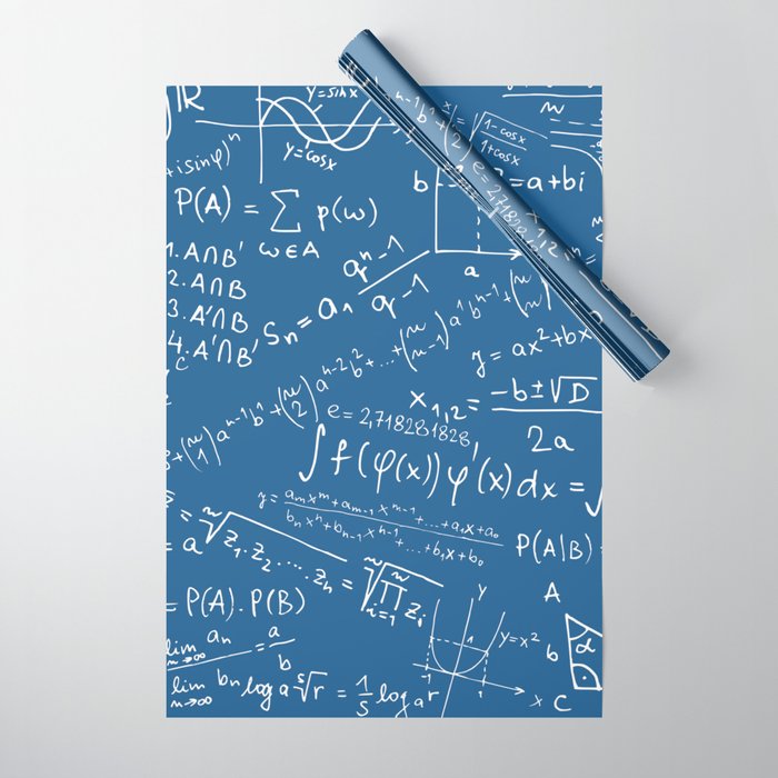 Math Equation On Blue Background Pattern Wrapping Paper