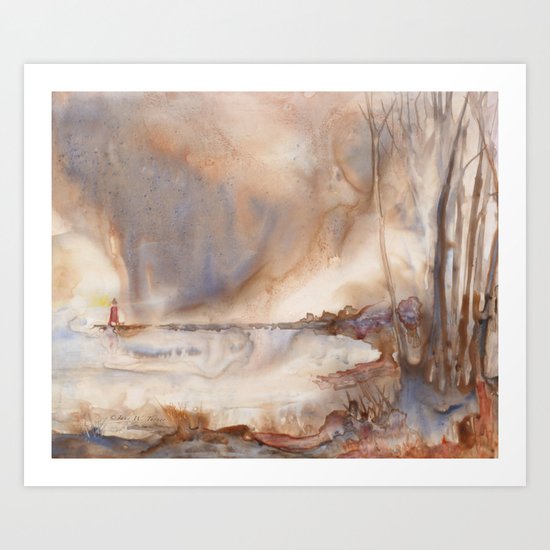 Charlevoix Pier Lighthouse Art Print