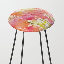 Tangerine & Red Watercolor Florals  Counter Stool