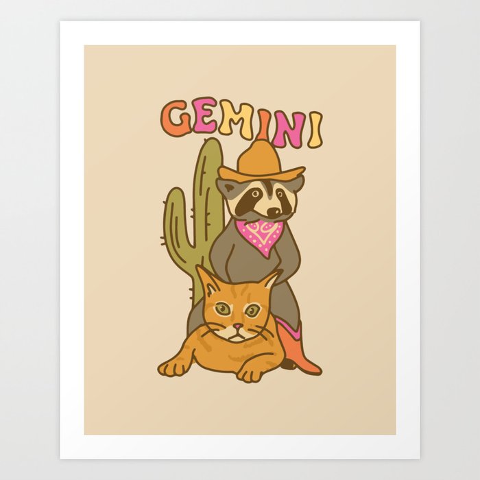 Gemini Raccoon Art Print