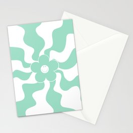 Happy Retro Daisy - Mint Green and White Stationery Card