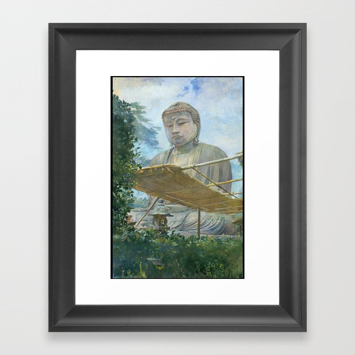 The Great Statue of Amida Buddha at Kamakura, Known as the Daibutsu, from the Priest's Garden Framed Art Print
