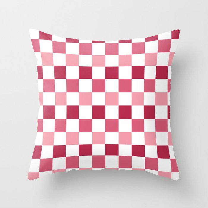 Checkerboard Design Pink Magenta Throw Pillow