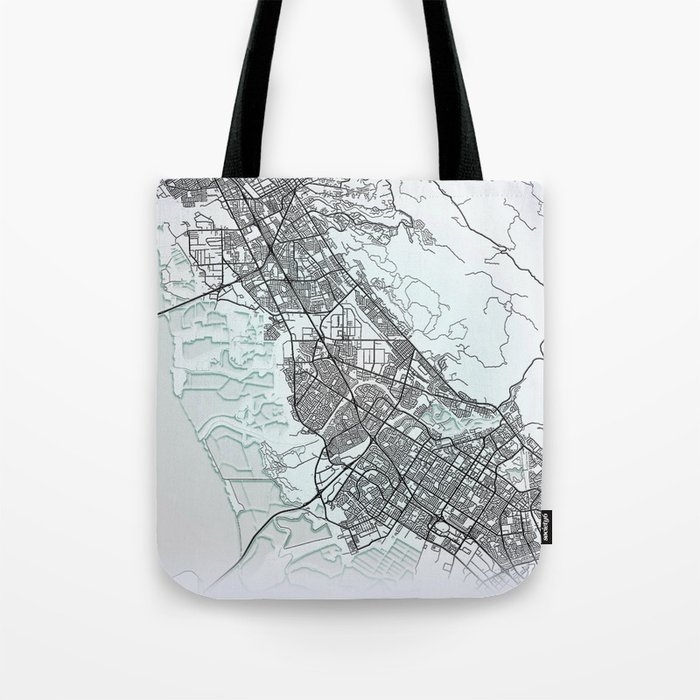 Hayward, CA, USA, White, City, Map Tote Bag