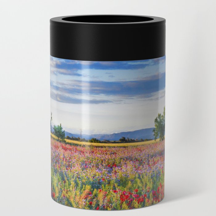 Red Poppy Field Can Cooler