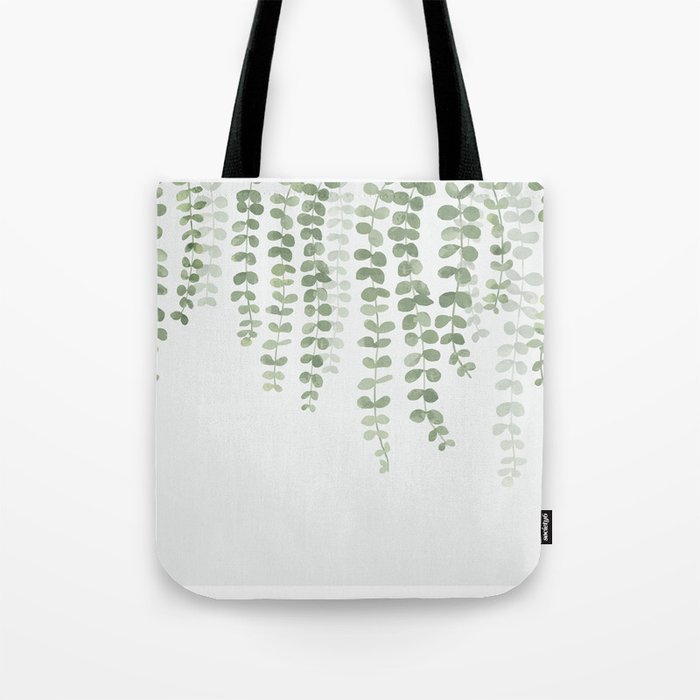 Pastel Green Botanical Watercolor Tote Bag