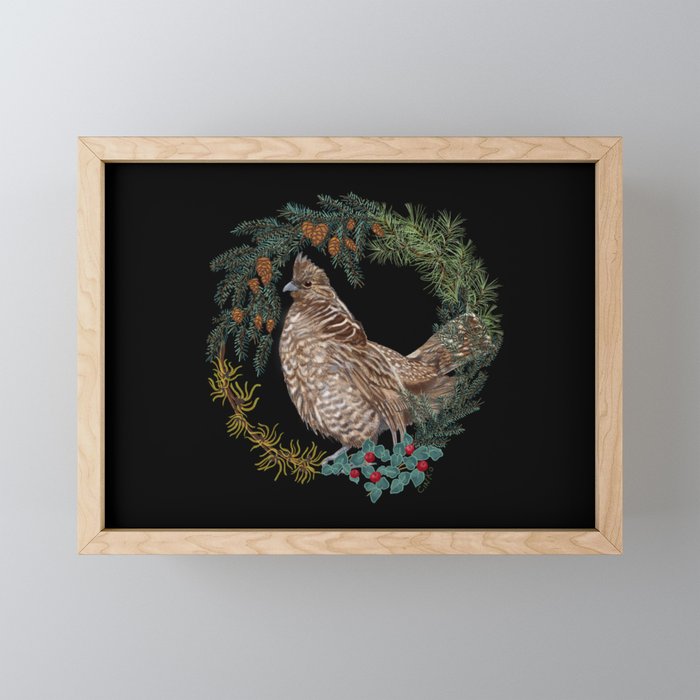 Forest Grouse "Season's Greetings" Framed Mini Art Print