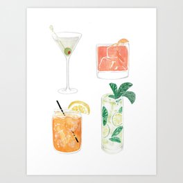 Colorful cocktails Art Print