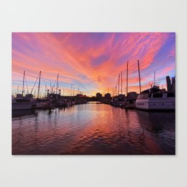 Neon Marina Sunset Canvas Print