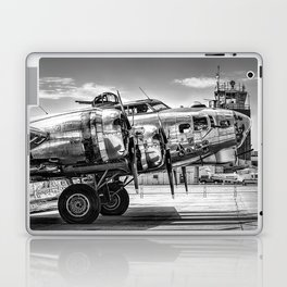 WWII Flying Fortress aviation bomber airplane flight portrait black and white photograph - photography - photographs Laptop Skin