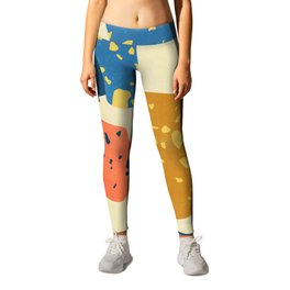 Stone terrazzo yellow orange blue Leggings