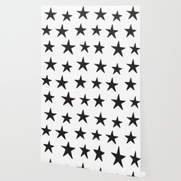 Star Pattern Black On White Wallpaper
