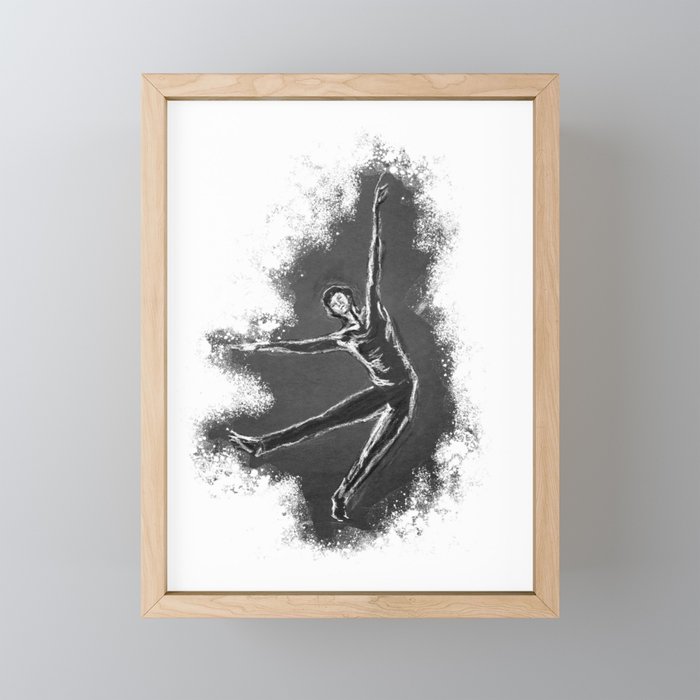 male dancer  in black and white Framed Mini Art Print
