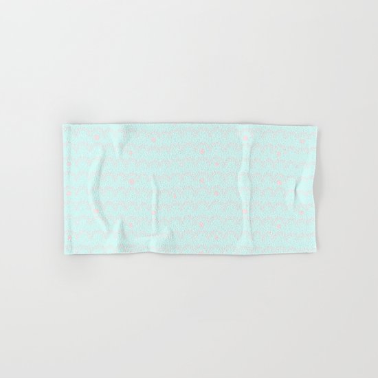 Merry aqua christmas - Funny abstract lines and dots on turquoise backround Hand & Bath Towel
