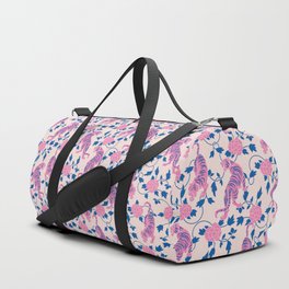 Chinese Tigers, Pink, Blue Duffle Bag