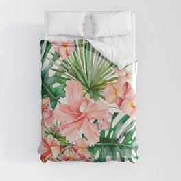 Tropical Jungle Hibiscus Flowers - Floral Duvet Cover