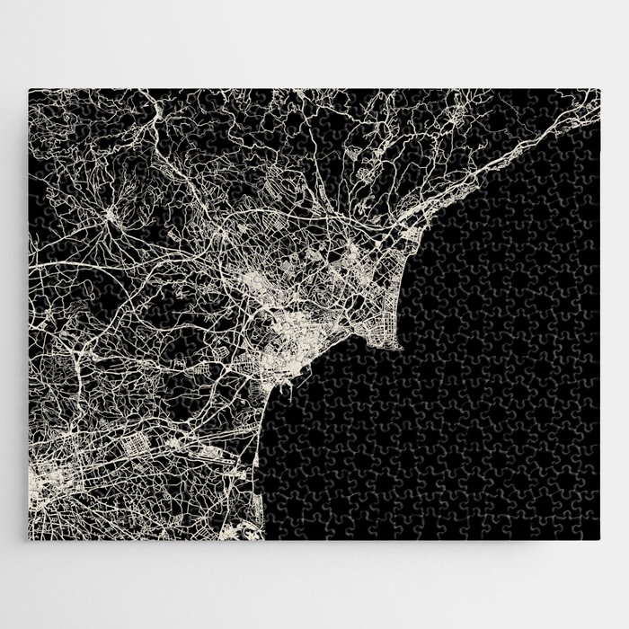 Alicante, Spain - City Map - Black and White  Jigsaw Puzzle