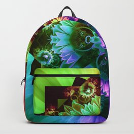 Fleur des Vents, Rainbow Fractal Flower of Winds Backpack | Graphicdesign, Compass, Prismatic, Prism, Fractal, Compassrose, Abstract, Digital, Winds, Flowers 