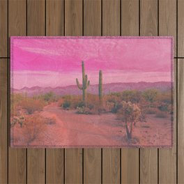 pink cacti pink sky pink soul Outdoor Rug