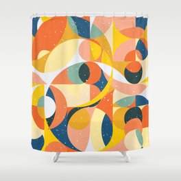 Geometry minimalistic artwork pattern with simple shape and figure. Abstract vintage pattern design in Scandinavian style. Retro geometric covers design. 70s style Shower Curtain