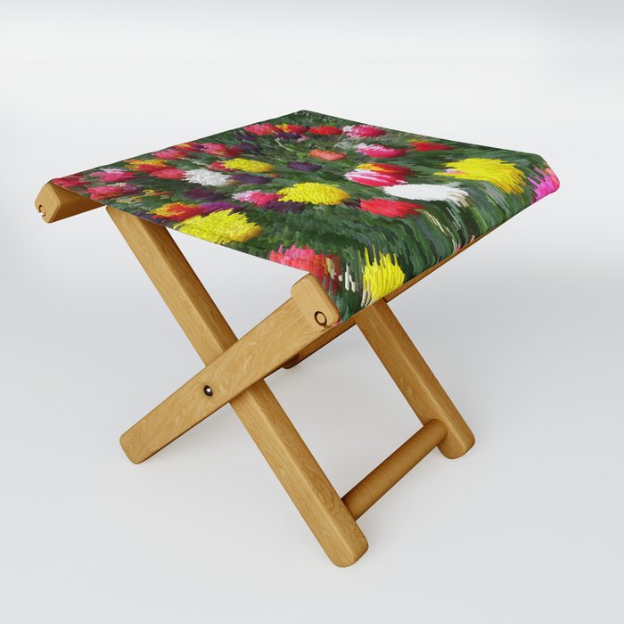 Colorful tulip garden pixel art Folding Stool