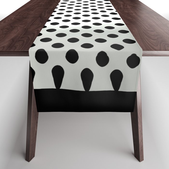 Polkadotted 3D black and white Table Runner