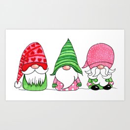 Christmas Gnomes Art Print