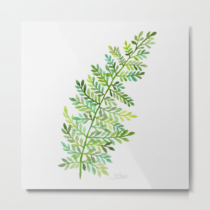 Watercolor Fern - Green Metal Print