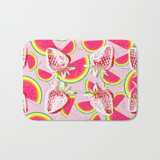 Strawberries Melon Fiesta Pattern Bath Mat