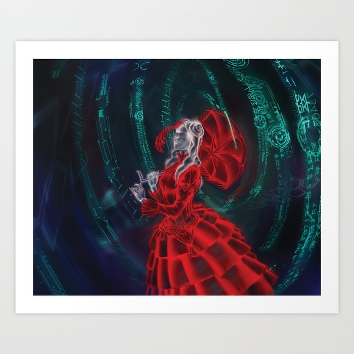 Netrunner: Woman in Red Dress Art Print